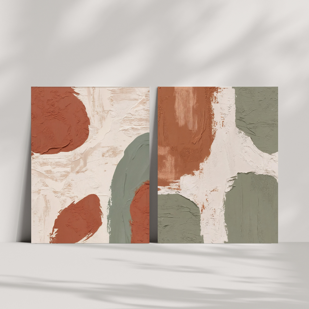 Bring raw nature indoors with "Hues of Mud" streteched canvas, a textured abstract art print set inspired by earthy tones, organic movement, and modern boho aesthetics.