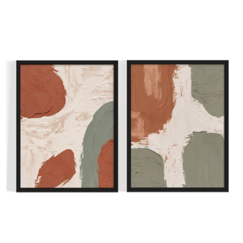 Bring raw nature indoors with "Hues of Mud" black frame, a textured abstract art print set inspired by earthy tones, organic movement, and modern boho aesthetics.