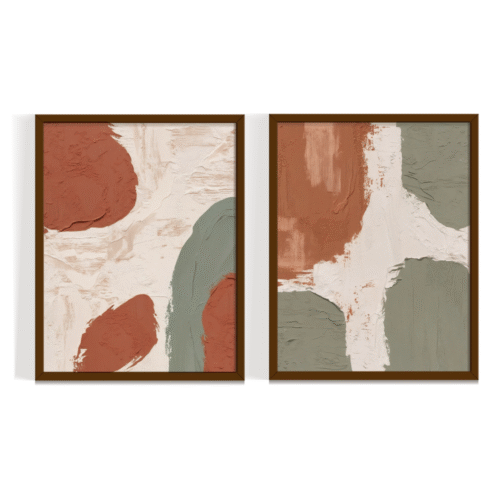 Bring raw nature indoors with "Hues of Mud" brown frame, a textured abstract art print set inspired by earthy tones, organic movement, and modern boho aesthetics.