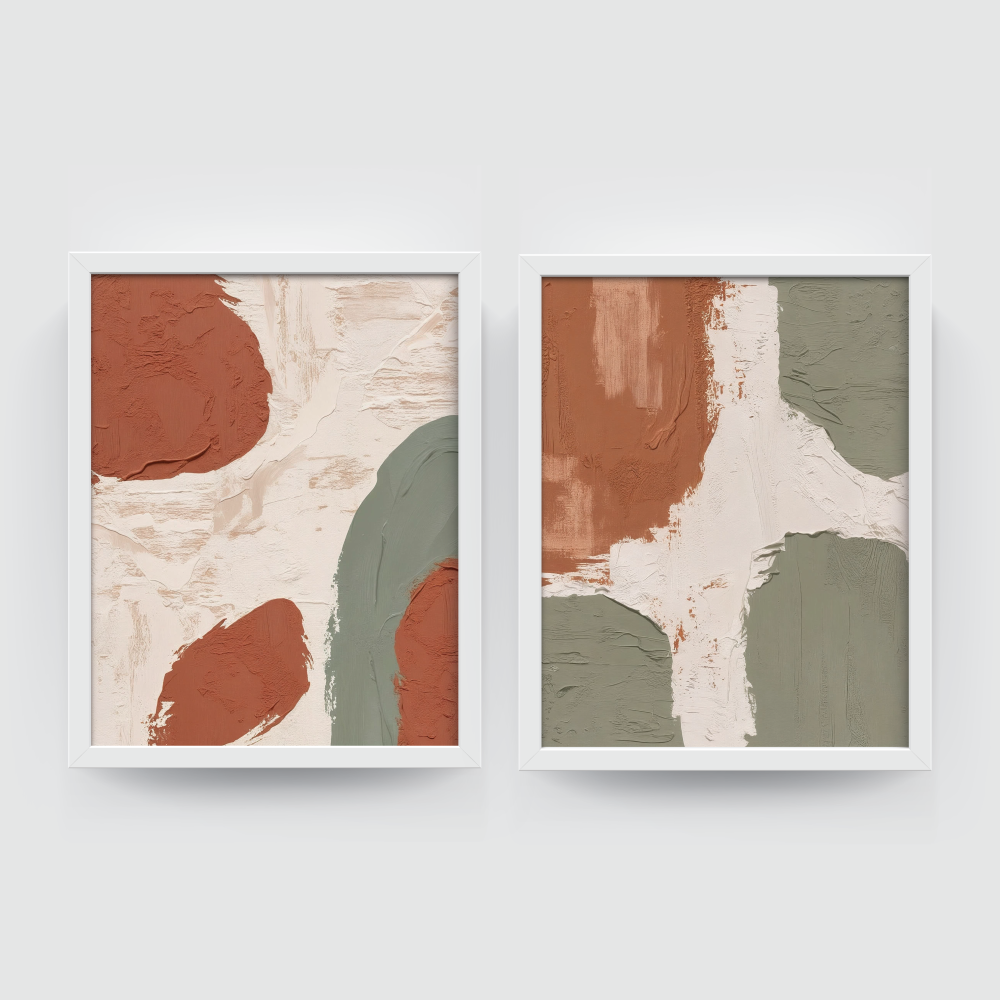 Bring raw nature indoors with "Hues of Mud" white frame, a textured abstract art print set inspired by earthy tones, organic movement, and modern boho aesthetics.