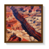 Semi-abstract Grand Canyon wall art in a brown frame, featuring layered earth tones—terracotta, sandstone, rust, and muted pinks—with modern desert minimalism style. A warm, nature-inspired canvas print perfect for southwestern, boho-chic, earthy-modern, and rustic interiors. Ideal statement piece for serene, grounded home decor.