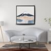 Minimalist abstract Mount Fuji wall art, featuring soft pastel tones, neutral beige and grey watercolor textures, and modern Japandi-style mountain decor—perfect for serene, calming interiors, boho aesthetic homes, or zen-inspired gallery walls. Eco-friendly canvas print with a contemporary, tranquil vibe.