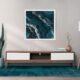 Aerial abstract ocean wall art featuring soft turquoise, sky blue, and white water textures—calming coastal canvas print perfect for beach-inspired, airy, and minimal interiors.