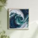 Abstract Pacific Ocean painting with swirling navy, aqua, and foam white brushstrokes—fluid top-view seascape ideal for modern coastal, nautical, or ocean-themed rooms.