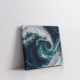Abstract Pacific Ocean painting in a stretched canvas with swirling navy, aqua, and foam white brushstrokes—fluid top-view seascape ideal for modern coastal, nautical, or ocean-themed rooms.