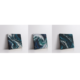 Set of 3 abstract Pacific Ocean paintings in shades of blue and white, featuring fluid wave patterns and framed in stretched canvas
