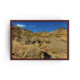 Horizontal espresso-framed print of Dinosaur Provincial Park with sunlit canyons and rugged sandstone hills.