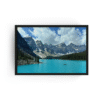 Horizontal Lake Moraine Alberta print with black frame featuring panoramic turquoise lake and rugged peaks