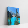 Vertical Lake Moraine Alberta stretched canvas showing vibrant mountain lake scene