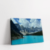 Horizontal Lake Moraine Alberta stretched canvas showcasing sweeping landscape of Moraine Lake