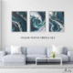 Abstract ocean wave wall art set of 3 above modern gray sofa – coastal living room decor