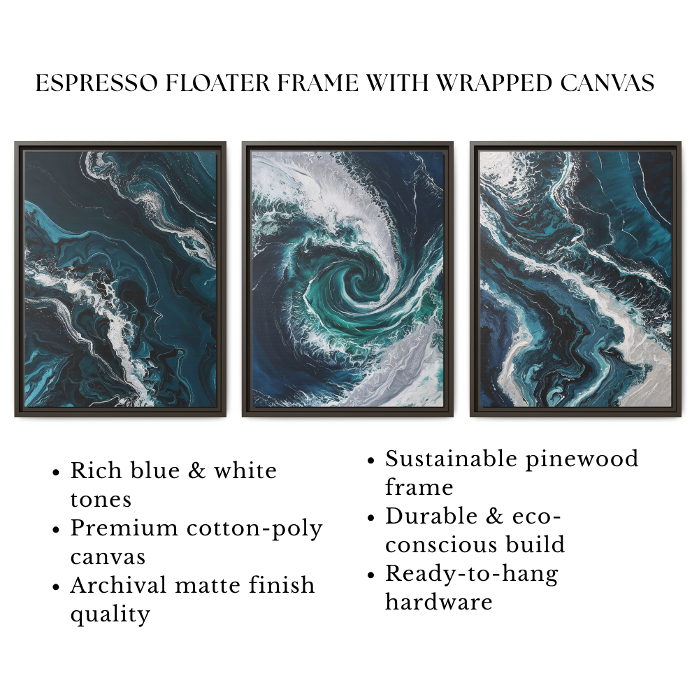 3 piece ocean wave abstract wall art – coastal bedroom wall decor