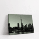 Black and white Toronto skyline print on stretched canvas with CN Tower and Rogers Centre from the lake view.