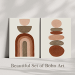 Boho Wall Art Set, Neutral Abstract Canvas Prints