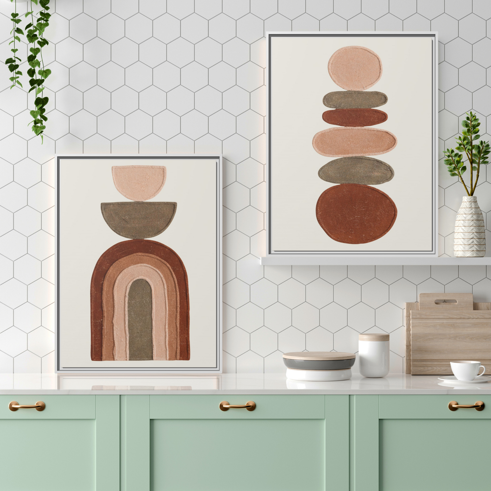 boho wall art frame set, white framed, beautifull wall decor canvas prints