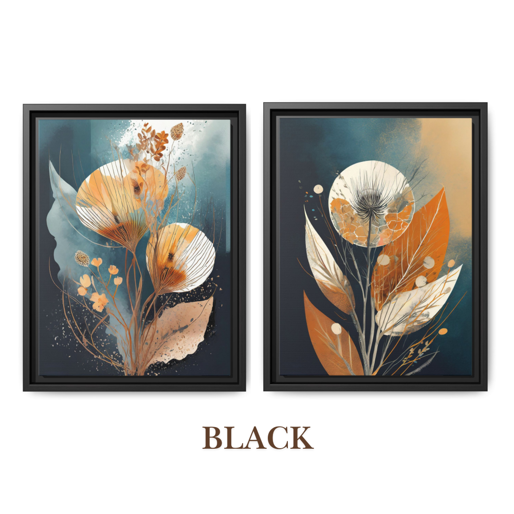 Flower Aesthetics 2, Boho paintings, black framed Art, by Arts Fiesta Flower Aesthetics 2, Boho paintings, black framed Art, by Arts Fiesta
