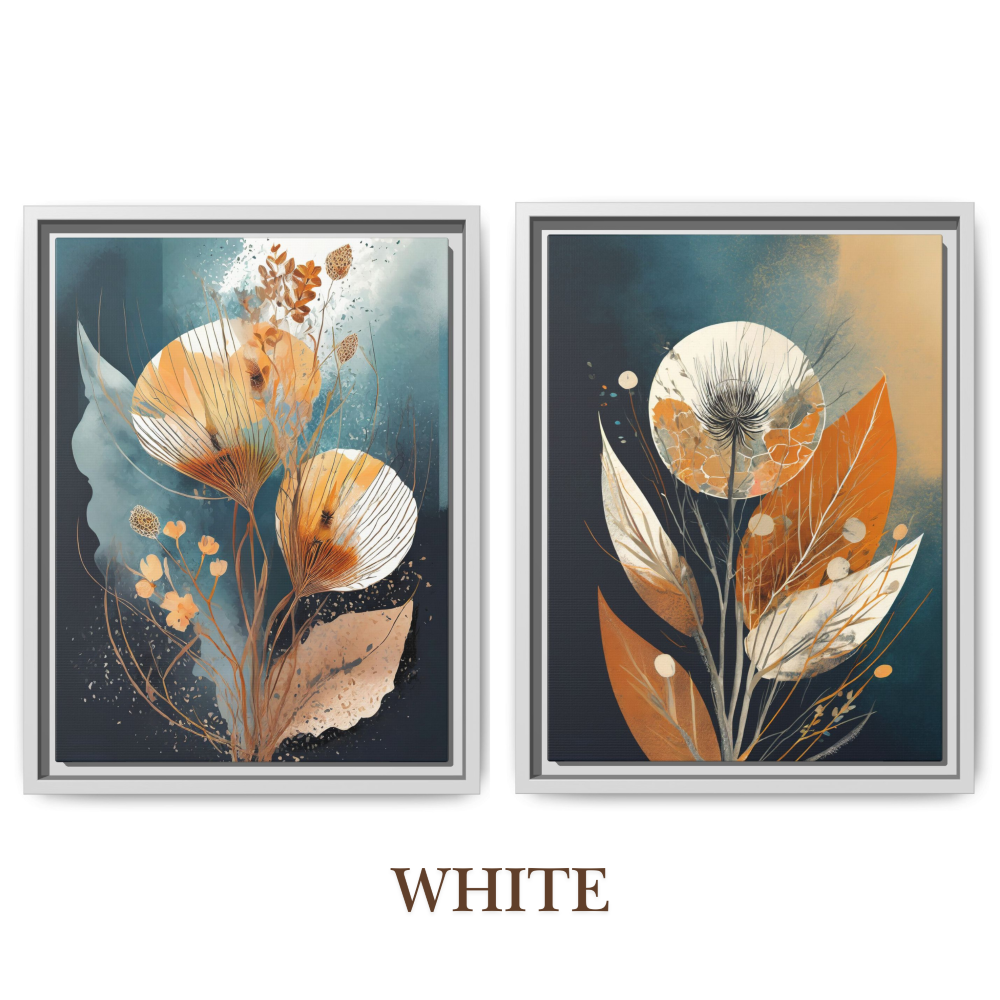 Flower Aesthetics 2, Boho paintings, white framed Art, by Arts Fiesta Flower Aesthetics 2, Boho paintings, white framed Art, by Arts Fiesta