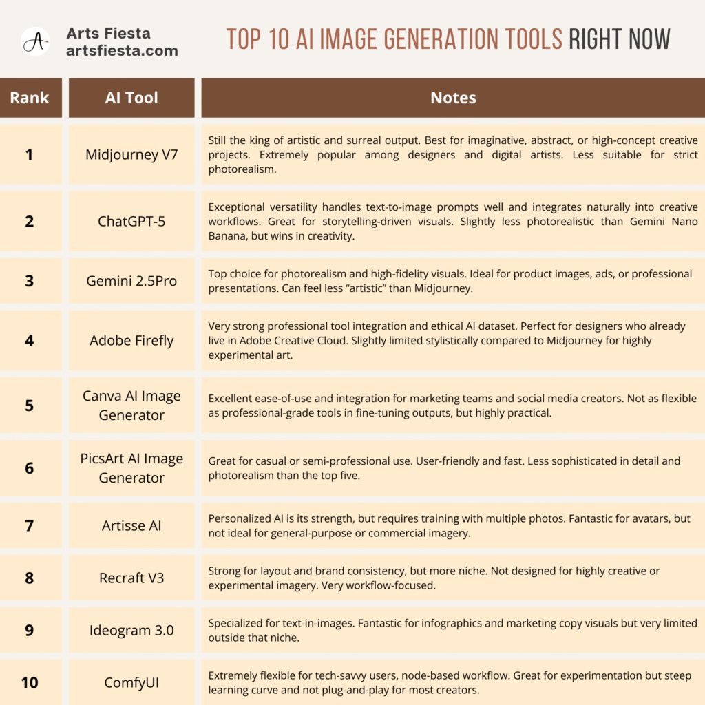 Top 10 AI Image Generators in 2025 – Ranked