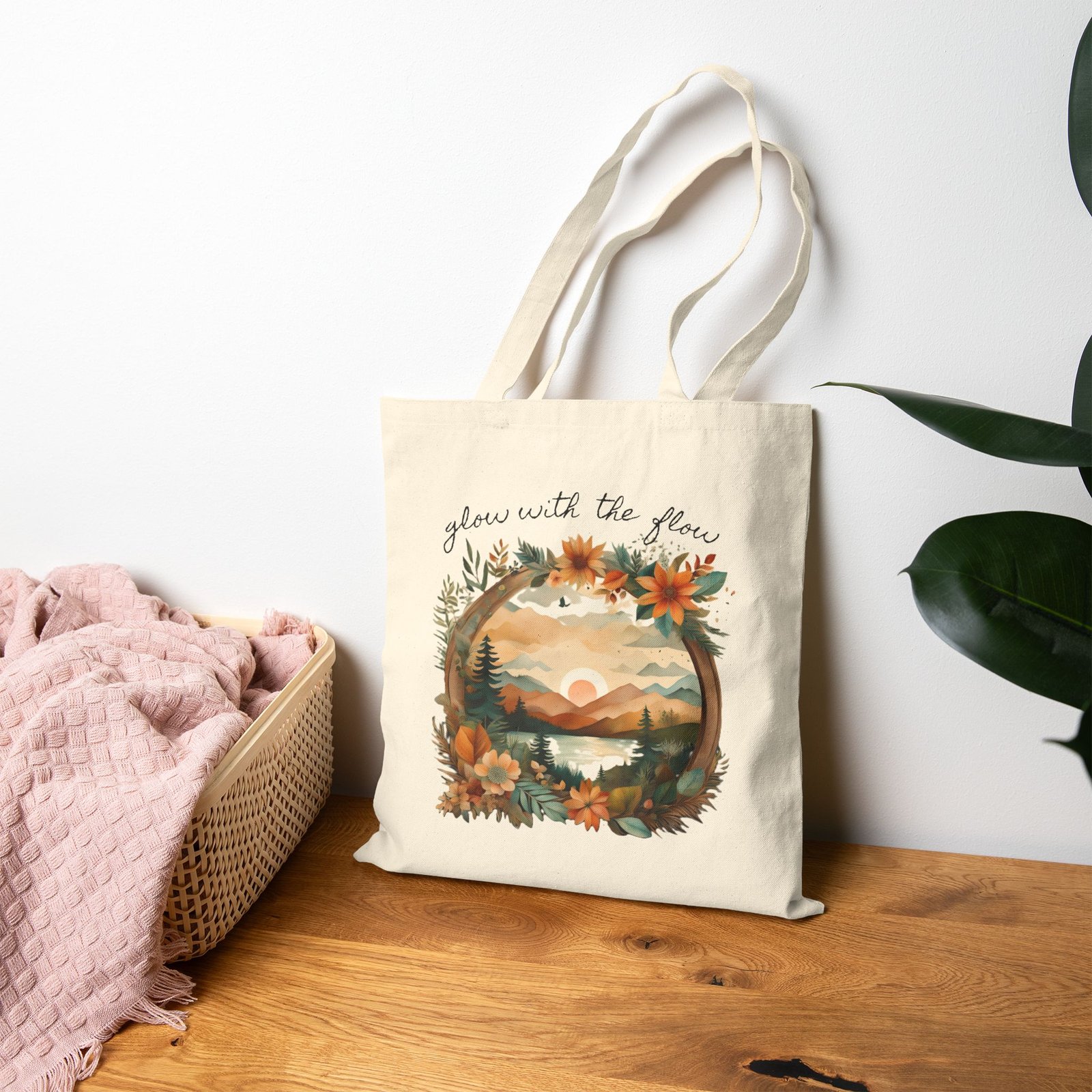 Glow with the Flow - Sunset Painting Tote Design