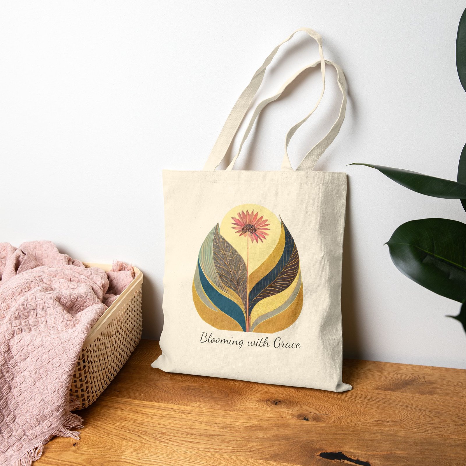 Blooming with Grace Canvas Tote Bag, Eco-Friendly Shopping Bag