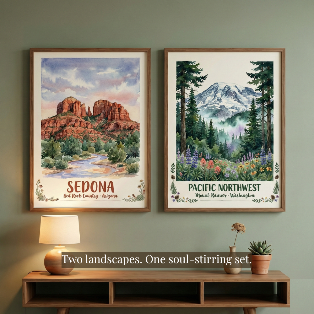 Boho National Parks - Sedona, Pacific Northwest posters set of 2 Boho National Parks - Sedona, Pacific Northwest posters set of 2