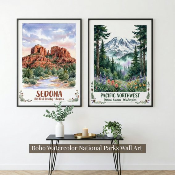 Boho National Parks - Sedona, Pacific Northwest posters