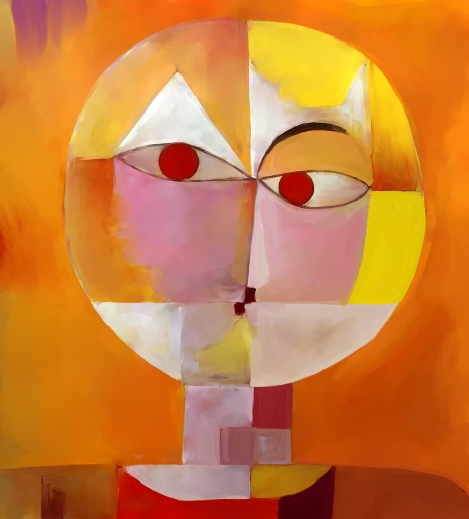 Artist: Paul Klee.​
Year: 1922.￼​
Inspired by African artistic cultures, Klee created this portrait using geometric structures to form the facial characteristics of a senile man.￼​