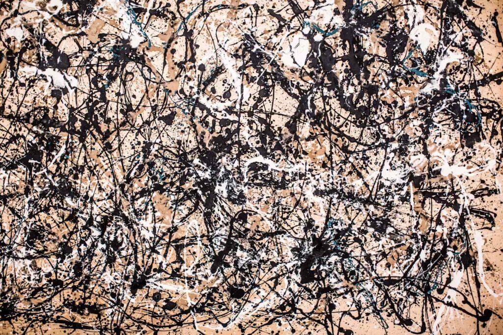 Artist: Jackson Pollock​
Year: 1950
Widely regarded as the pinnacle of Pollock's action painting era, this massive canvas masterfully records the spontaneous choreography of the artist's body movements.