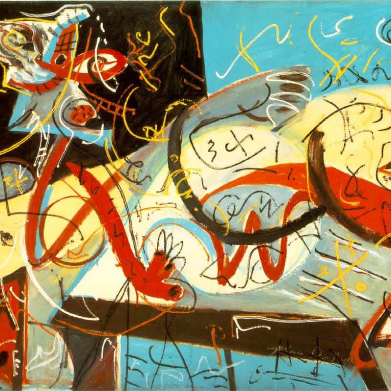 Artist: Jackson Pollock.​
Year: 1947.
This iconic post-war painting introduced a revolutionary level of texturing by incorporating items from the artist's studio into the dripping oil paint.