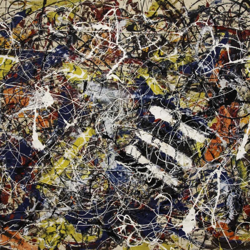 Artist: Jackson Pollock​
Year: 1948￼​
This painting is one of Pollock's most famous "drip" artworks, embodying the chaotic energy and absolute freedom of the Abstract Expressionist movement.￼​