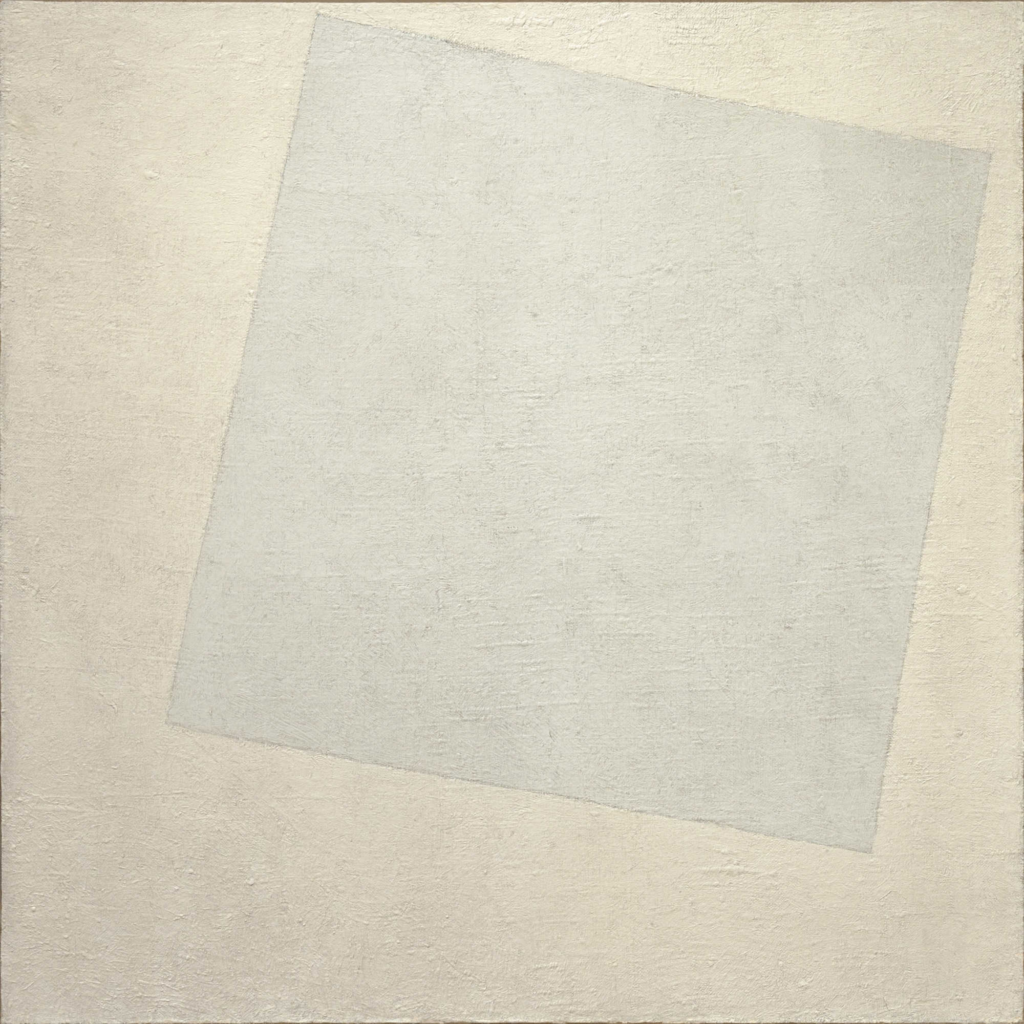 Artist: Kazimir Malevich​
Year: 1918
Following the revolutionary Black Square, Malevich pushed Suprematism to its absolute limits by painting a white square floating on a slightly warmer white background.