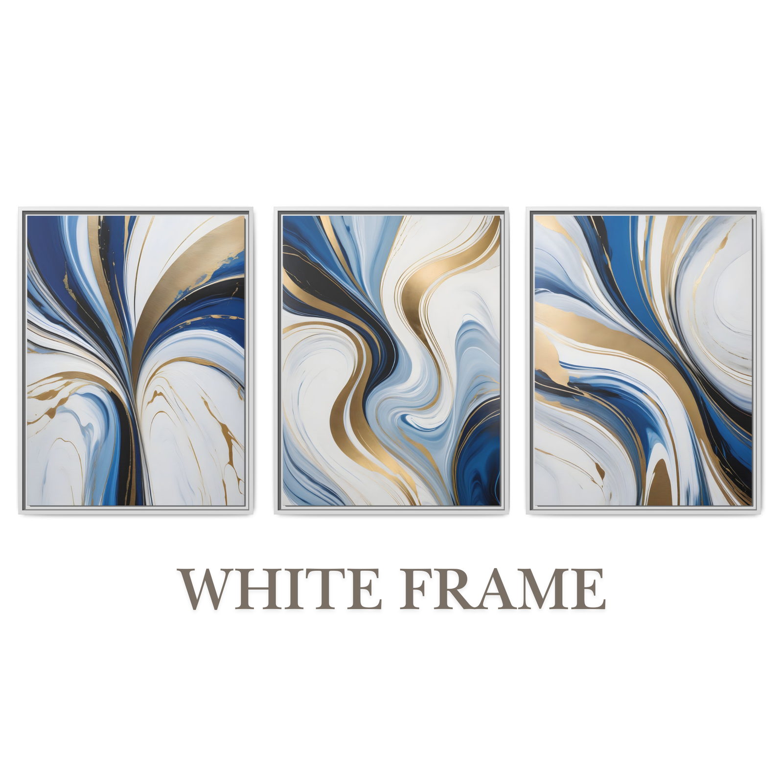 Fluid pattern abstract painting white frame