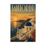 Santorini Travel Poster Vintage Wall Art