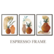 Boho Botanical Wall Art Set of 3 – Leaves Pot Triptych Prints, Framed in Black, White, Espresso or Blonde Wood