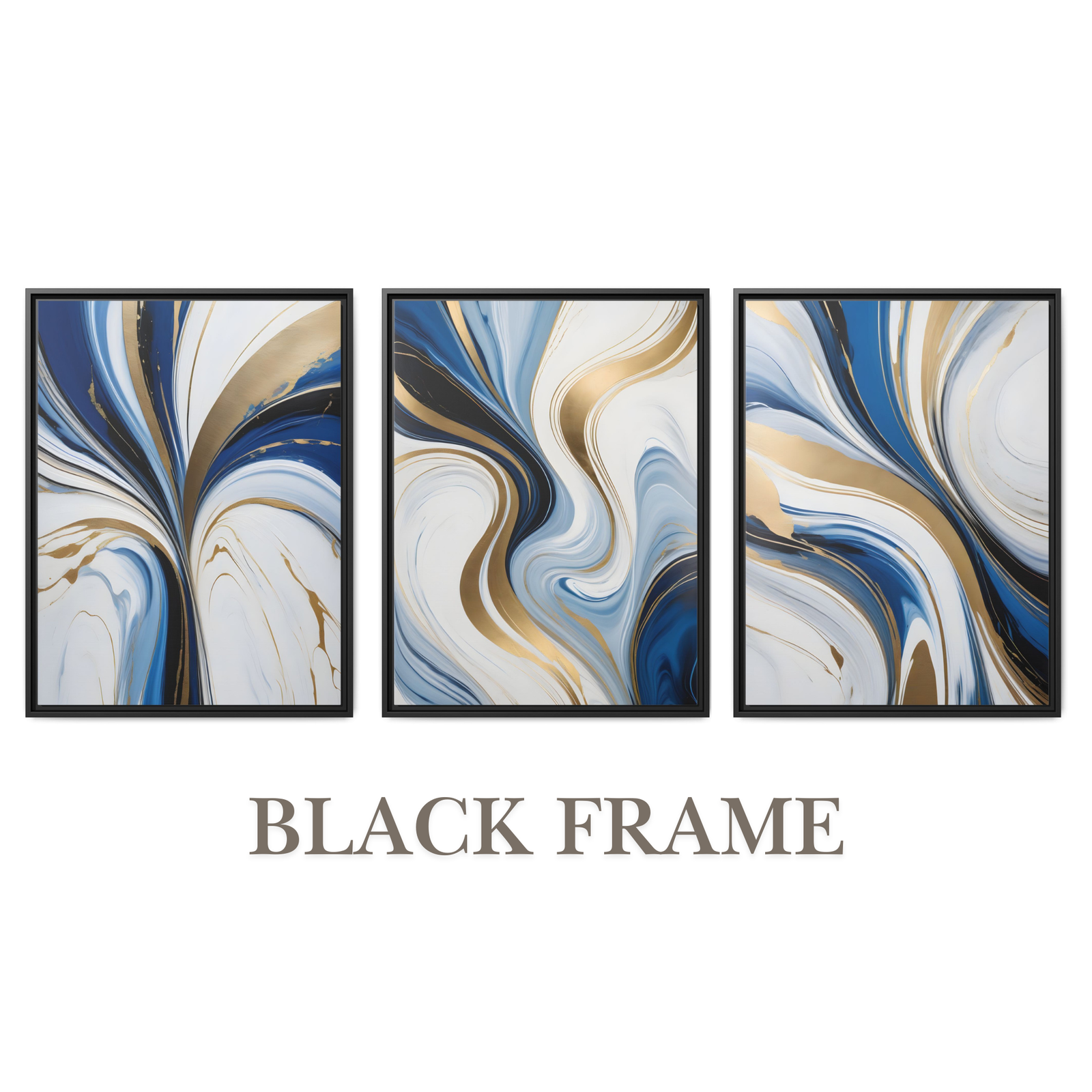 Fluid pattern abstract painting black frame