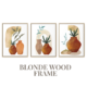 Boho Leaves in Pot Wall Art Set of 3 – Neutral Botanical Triptych, Multiple Frame Options (Black, White, Wood)