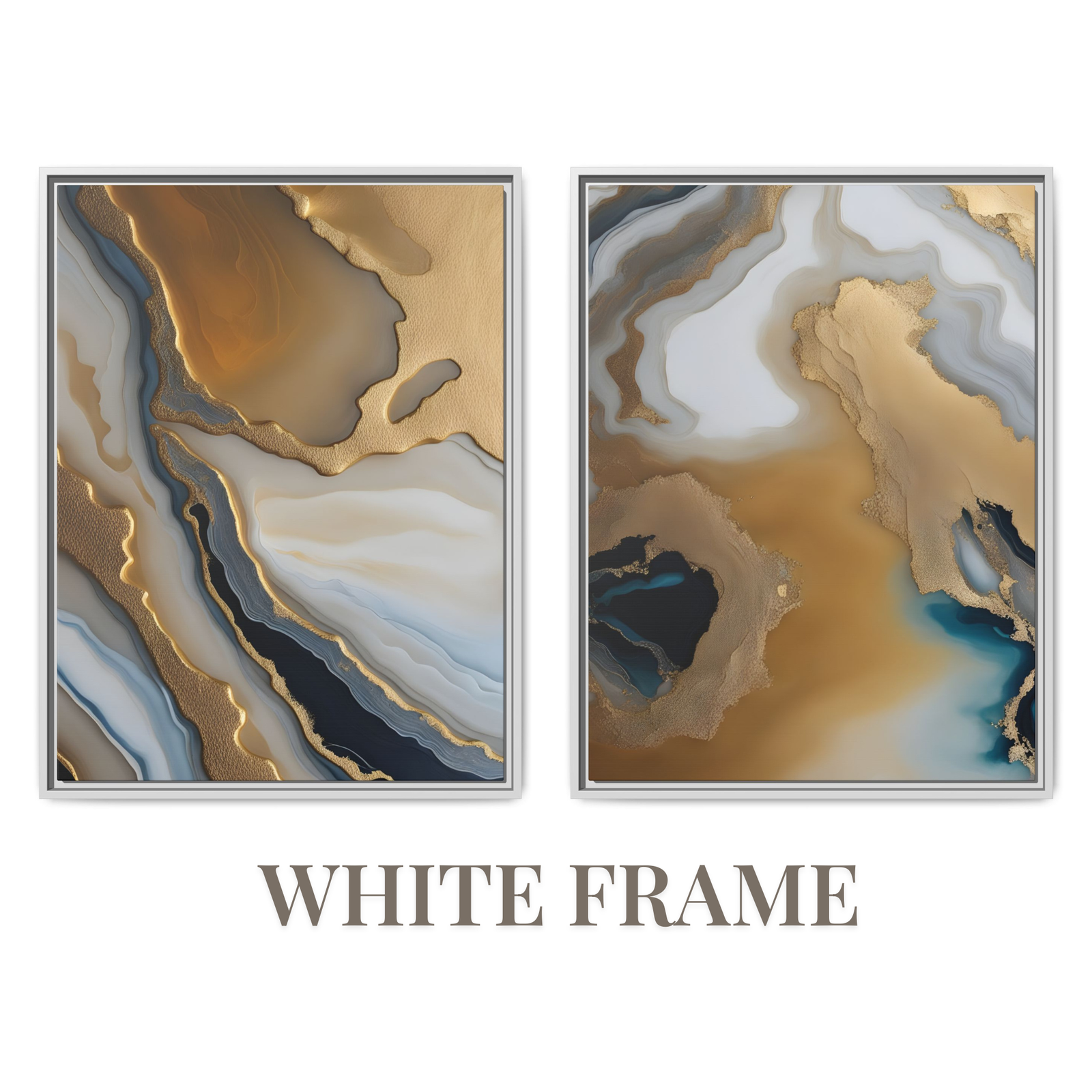 coastal vibe stretched canvas abstract painting white frame