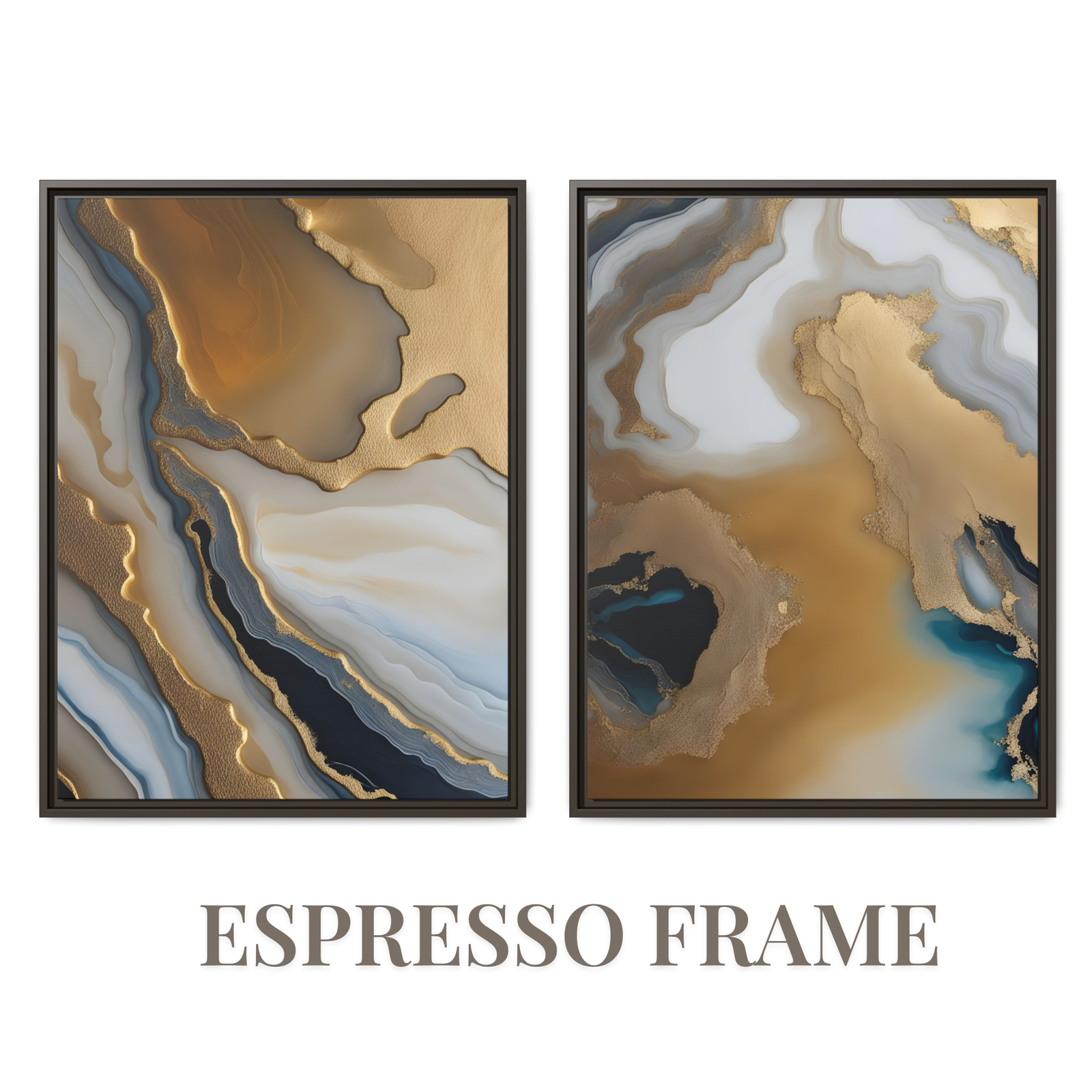 coastal vibe stretched canvas abstract painting espresso frame