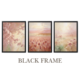 Blush Pink Boho Floral Wall Art Set of 3 Black Frame