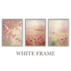 Blush Pink Boho Floral Wall Art Set of 3 White Frame