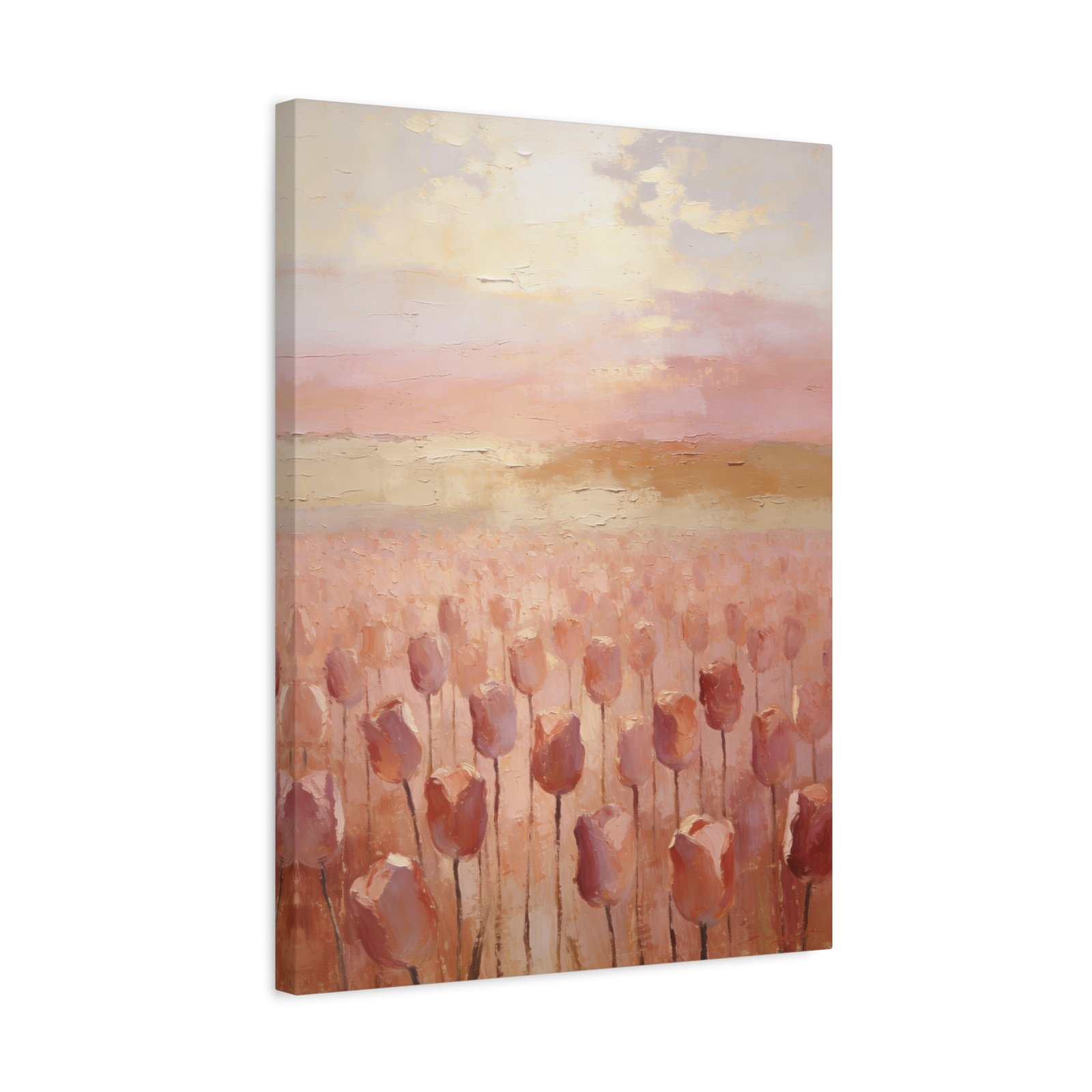 Blush Pink Boho Floral Wall Art Set of 3,2 Stretched Canvas