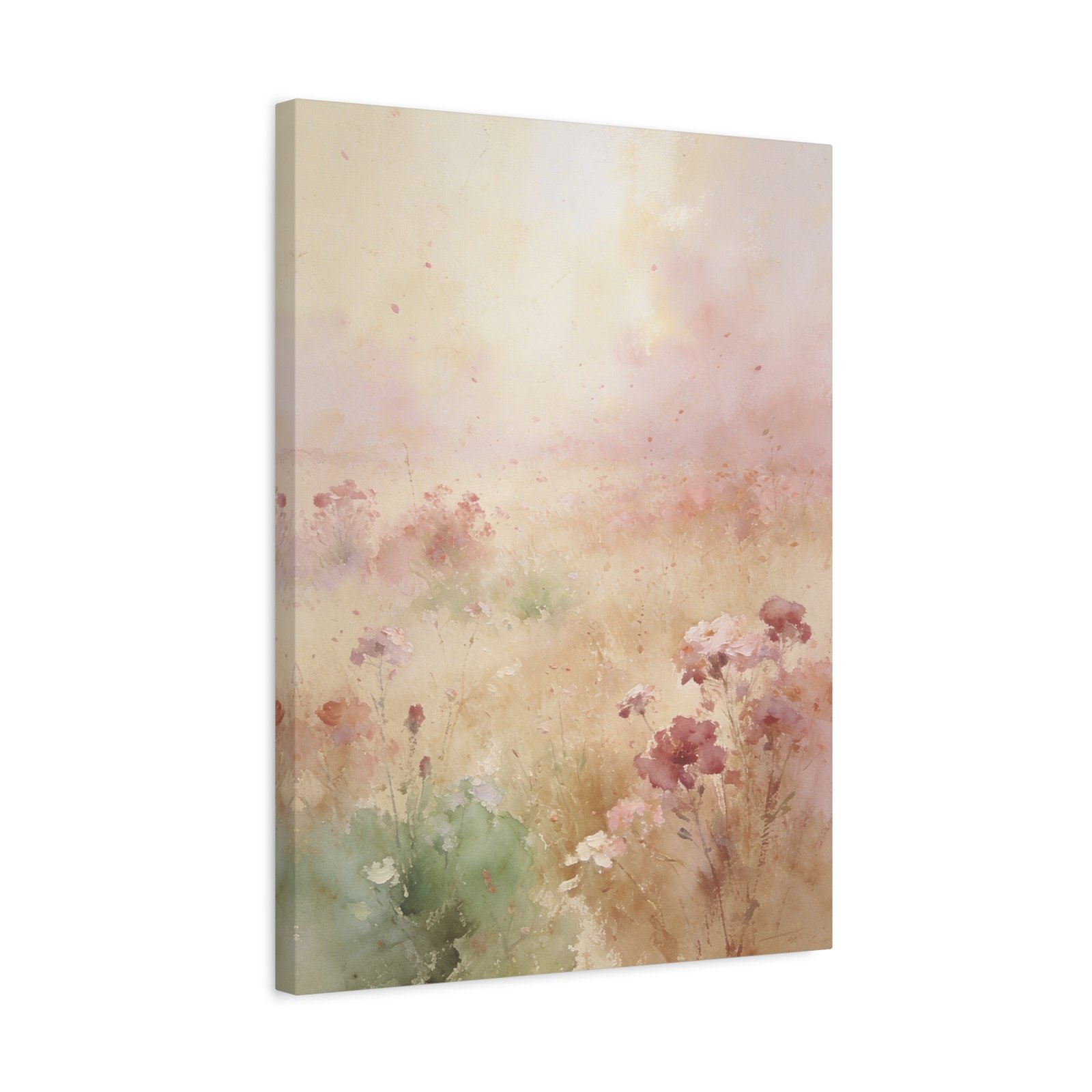 Blush Pink Boho Floral Wall Art Set of 3,3 Stretched Canvas