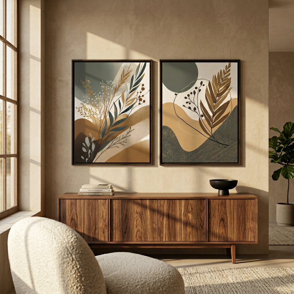 Boho Abstract Art living room wall decor