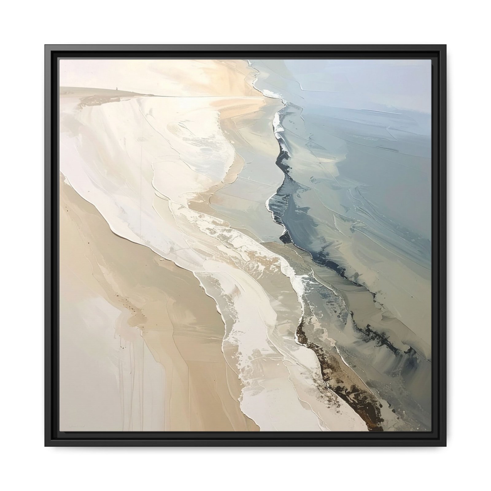 Neutral Coastal Abstract Wall Art | Organic Modern Beach Canvas | Bathroom Decor
