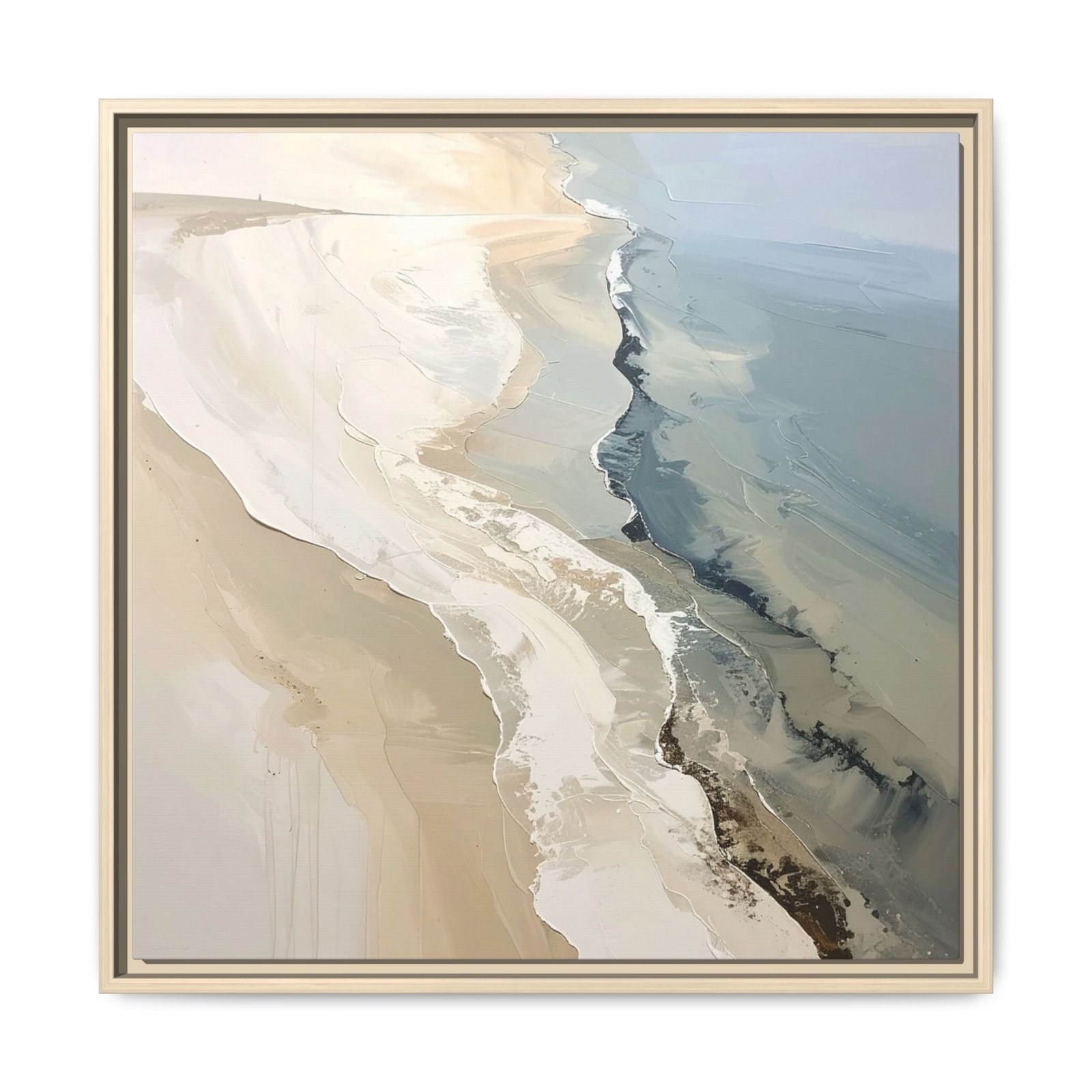 Neutral Coastal Abstract Wall Art | Organic Modern Beach Canvas | Bathroom Decor