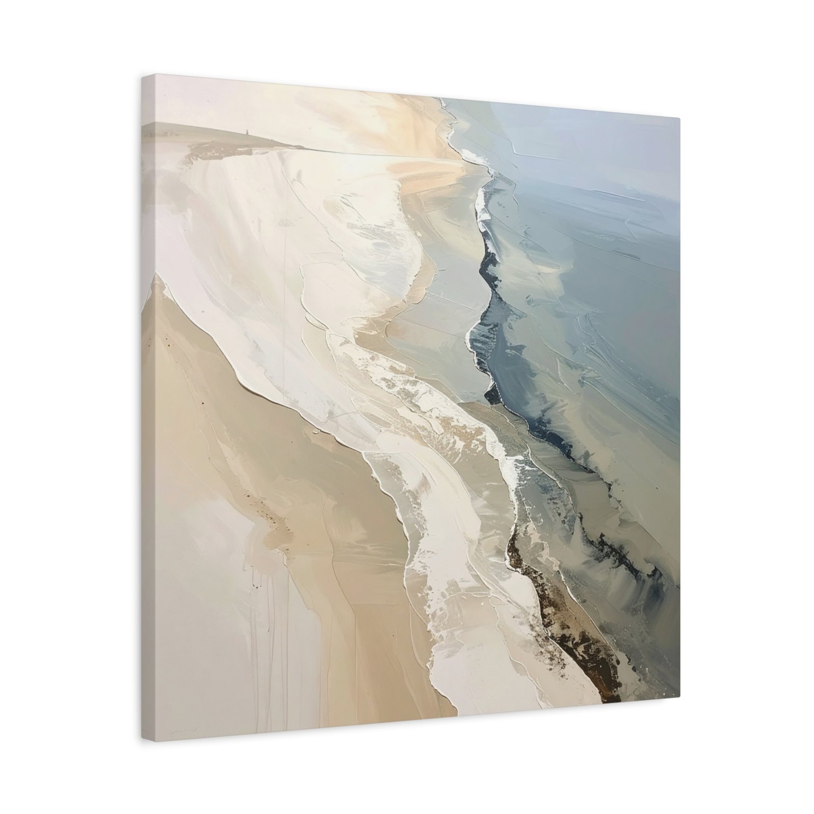 Neutral Coastal Abstract Wall Art | Organic Modern Beach Canvas | Bathroom Decor