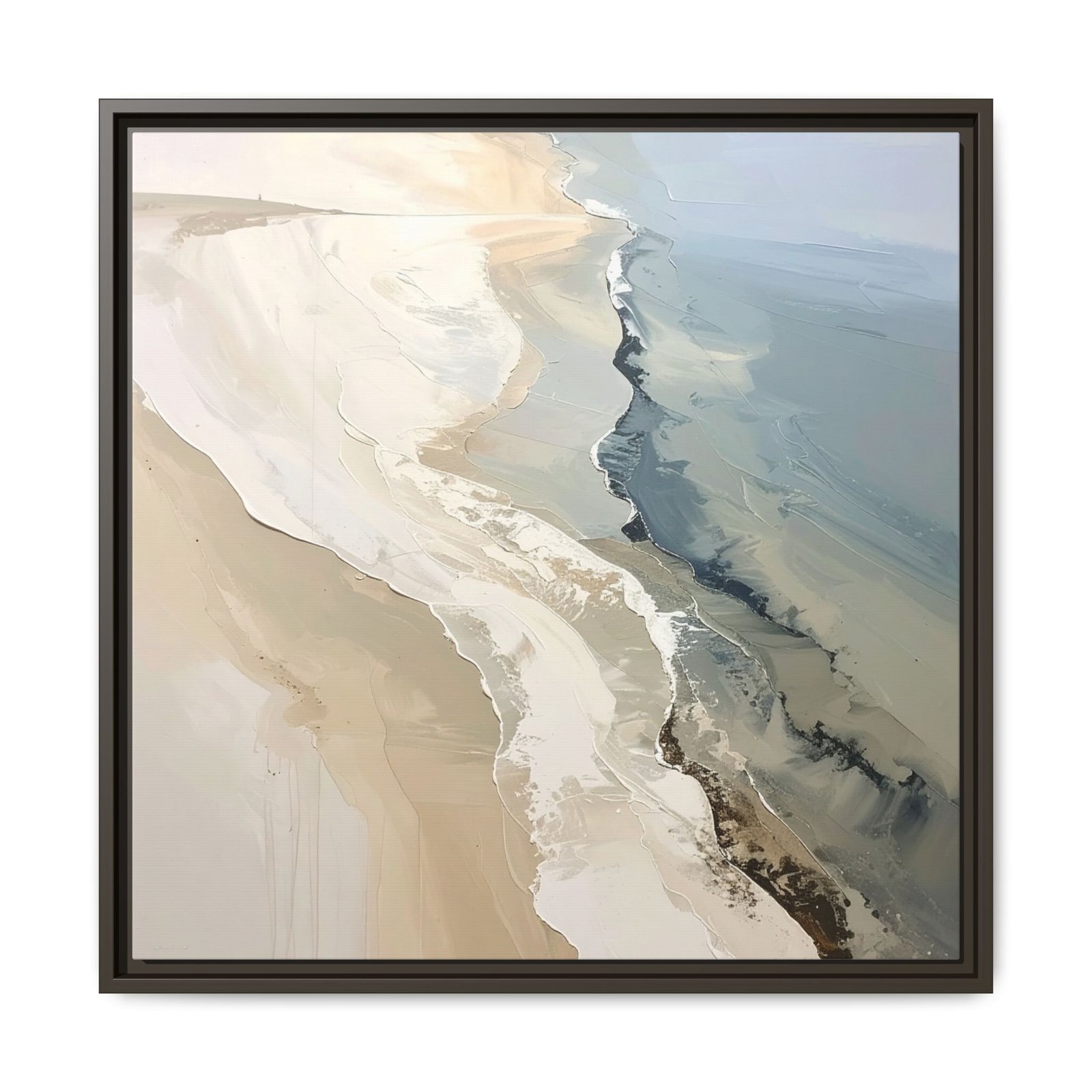 Neutral Coastal Abstract Wall Art | Organic Modern Beach Canvas | Bathroom Decor