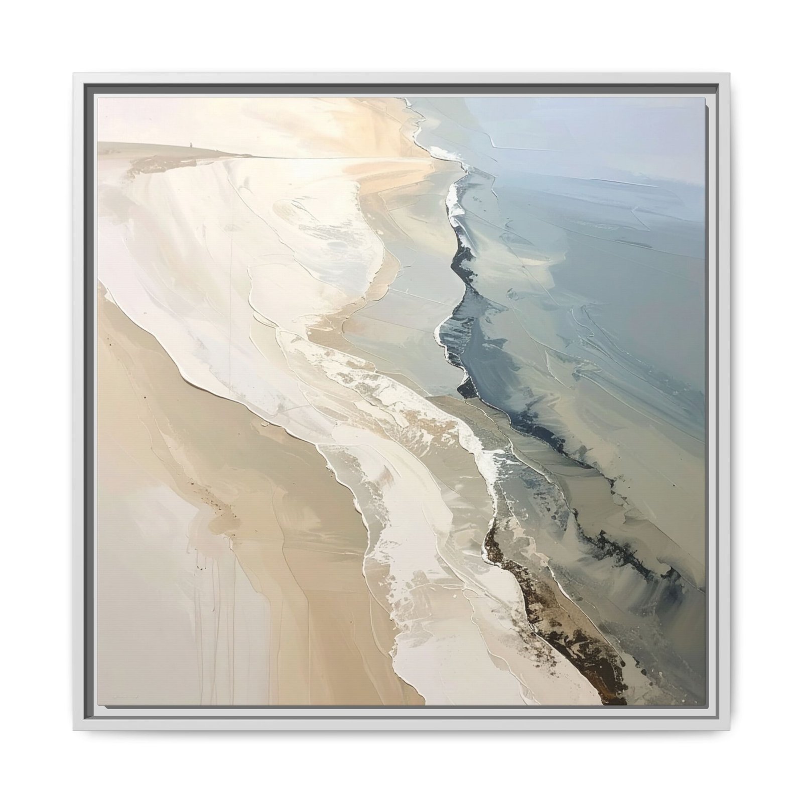 Neutral Coastal Abstract Wall Art | Organic Modern Beach Canvas | Bathroom Decor