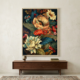 Dark Boho Floral Canvas Wall Art Botanical Print