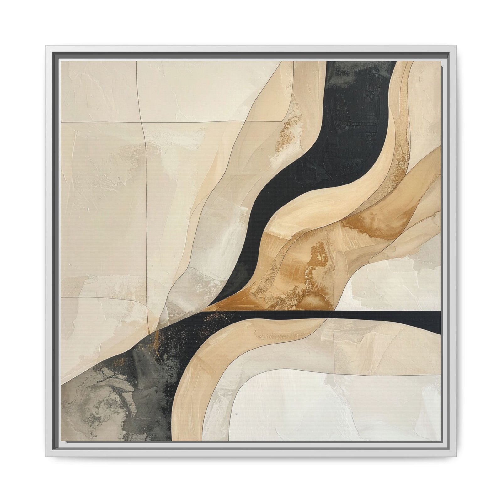 Desert Dunes Abstract Wall Art Box Frame White Desert Dunes Abstract Wall Art Living Room | Organic Modern Boho Canvas